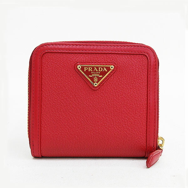 Prada Bifold Wallet Red Leather